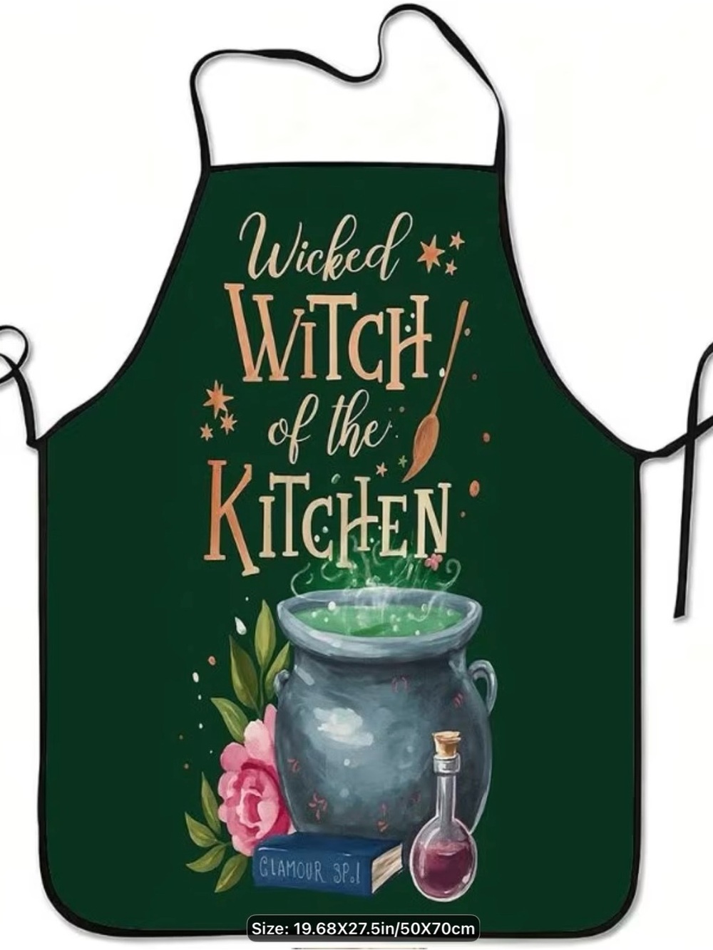 Wicked Witch of the Kitchen Green Halloween Apron